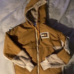 Tommy Hilfiger Brown and Cream Hooded Varsity Jacket